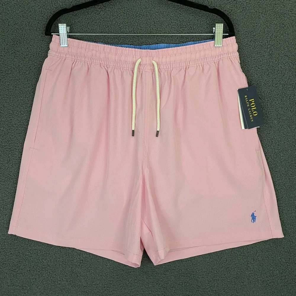 Polo Ralph Lauren 5.75 Inch Traveler Classic Swim Trunk Men XL Pink Pony Stretch